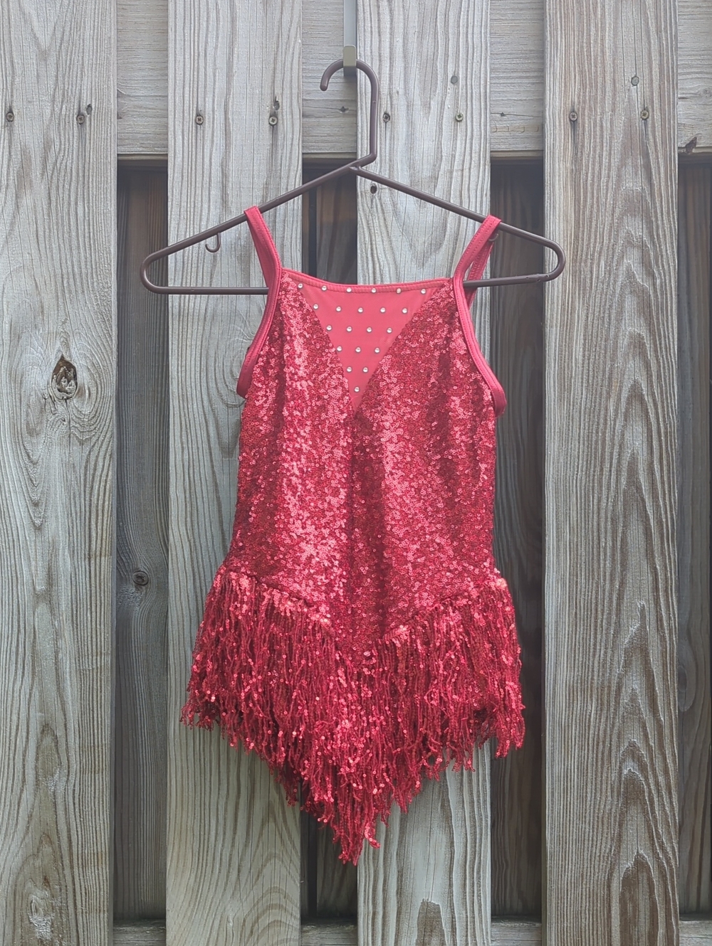 Weissman Red Sequin Fringe Dance Costume